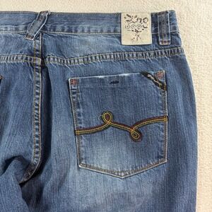 LRG Lifted Research Group Baggy Jeans Men 40x30 Blue Fade Whiskered Loose Skater